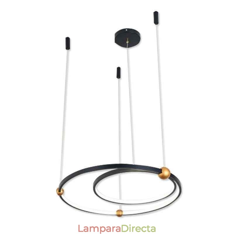 Lámpara colgante circular negra de 2 anillos