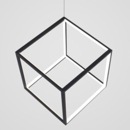 Lámpara colgante negra con forma de cubo geométrico LBY18069
