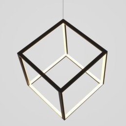 Lámpara colgante negra con forma de cubo geométrico LBY18069