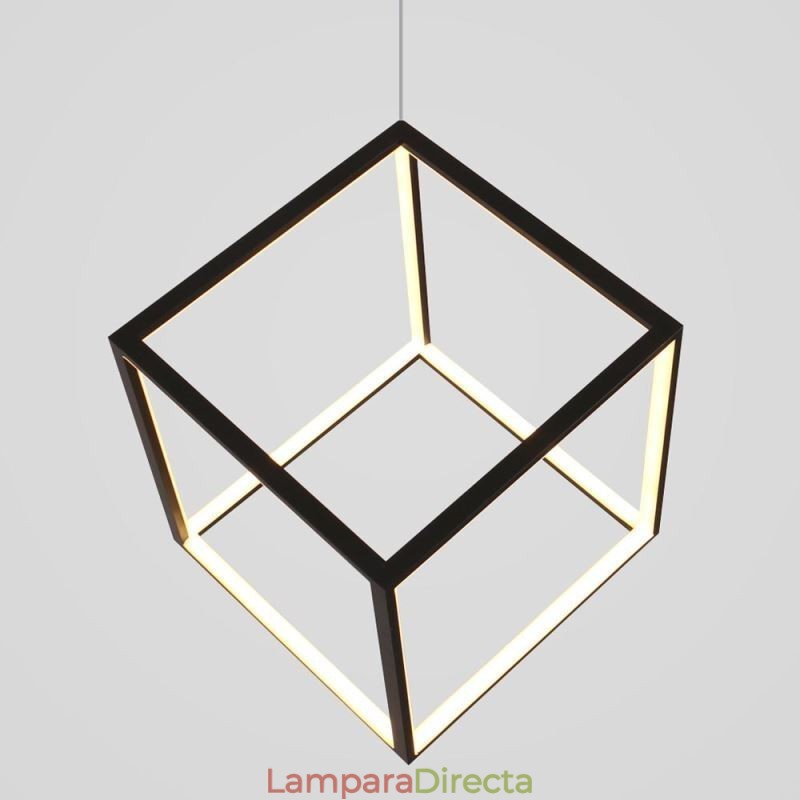 Lámpara colgante negra con forma de cubo geométrico LBY18069