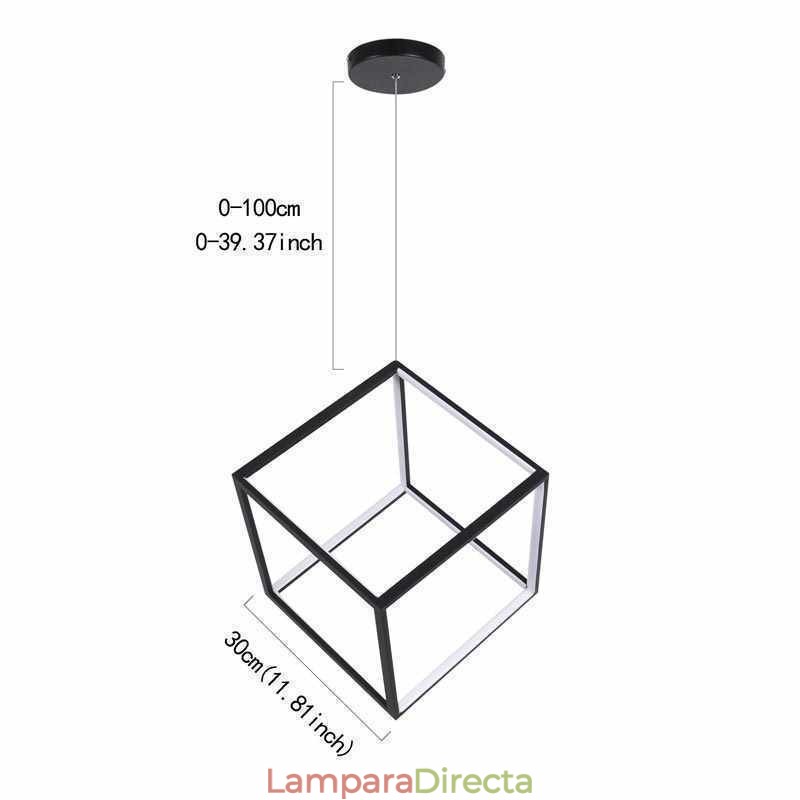 Lámpara colgante negra con forma de cubo geométrico LBY18069