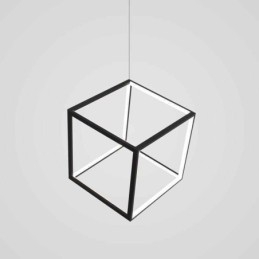 Lámpara colgante negra con forma de cubo geométrico LBY18069