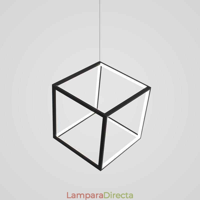 Lámpara colgante negra con forma de cubo geométrico LBY18069