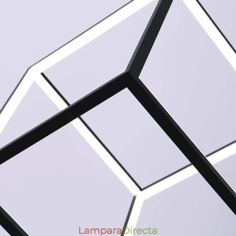Lámpara colgante negra con forma de cubo geométrico LBY18069
