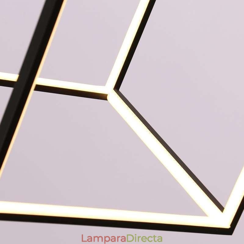 Lámpara colgante negra con forma de cubo geométrico LBY18069