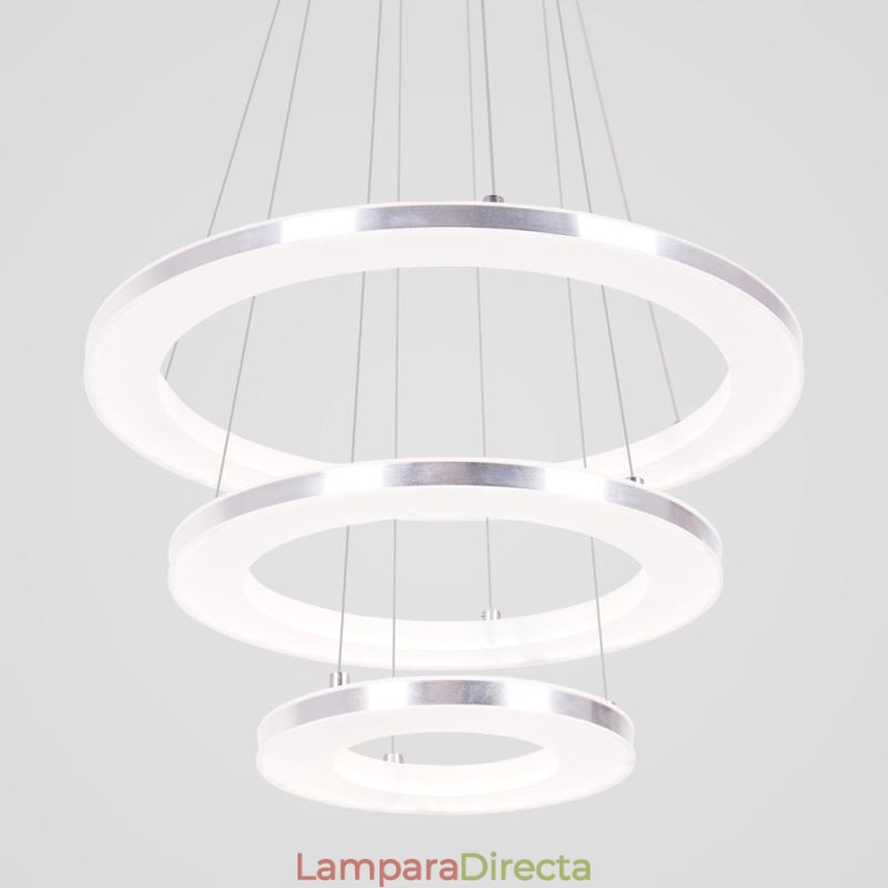 Lámpara colgante moderna de acrílico con 3 anillos, 40 + 30 + 20 cm