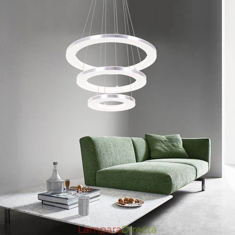 Lámpara colgante moderna de acrílico con 3 anillos, 40 + 30 + 20 cm