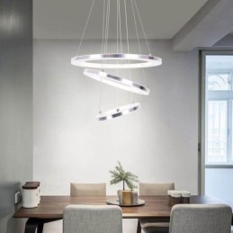 Lámpara colgante moderna de acrílico con 3 anillos, 40 + 30 + 20 cm