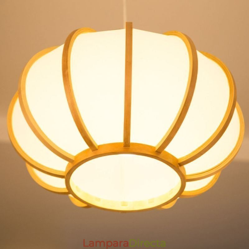 Lámpara colgante de bambú japonesa creativa, moderna y sencilla, lámpara colgante redonda para salón de té.