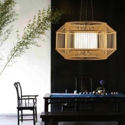 Lámpara colgante de bambú con forma de linterna, lámpara colgante japonesa creativa