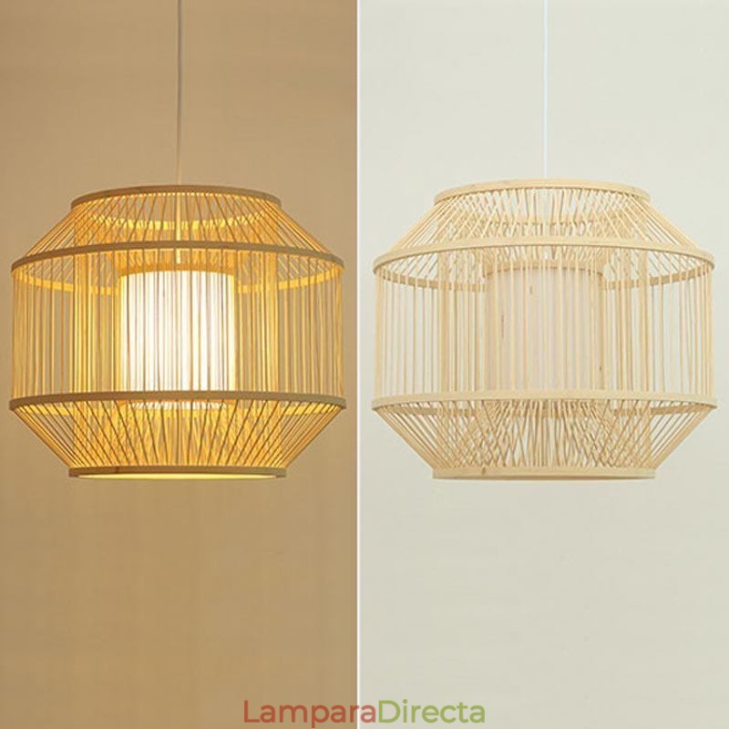 Lámpara colgante de bambú con forma de linterna, lámpara colgante japonesa creativa