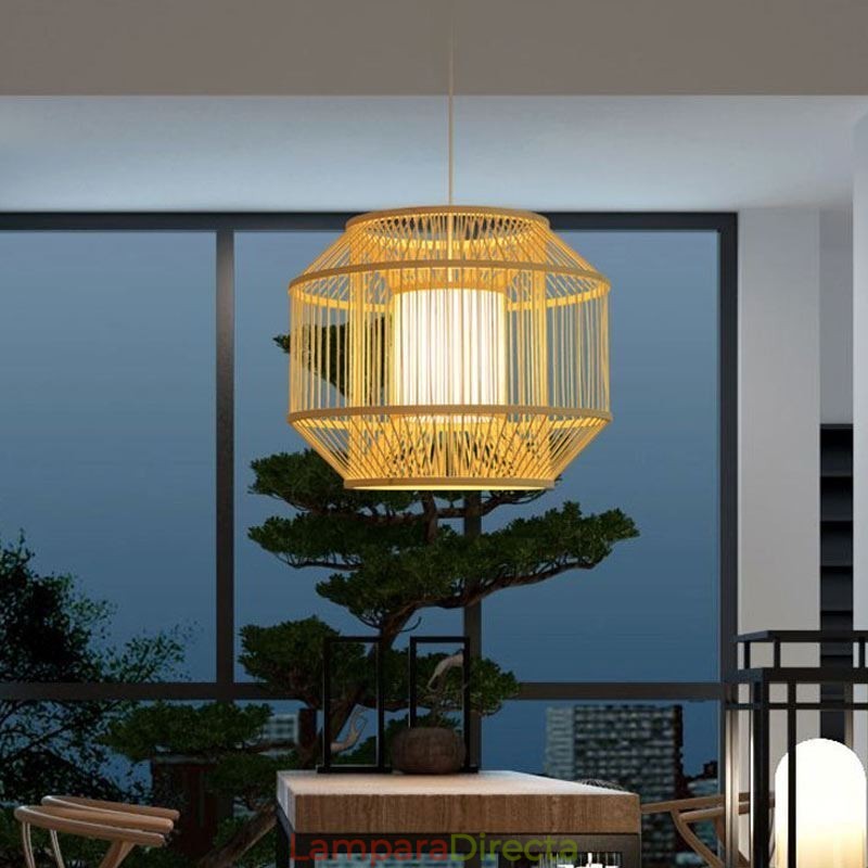 Lámpara colgante de bambú con forma de linterna, lámpara colgante japonesa creativa