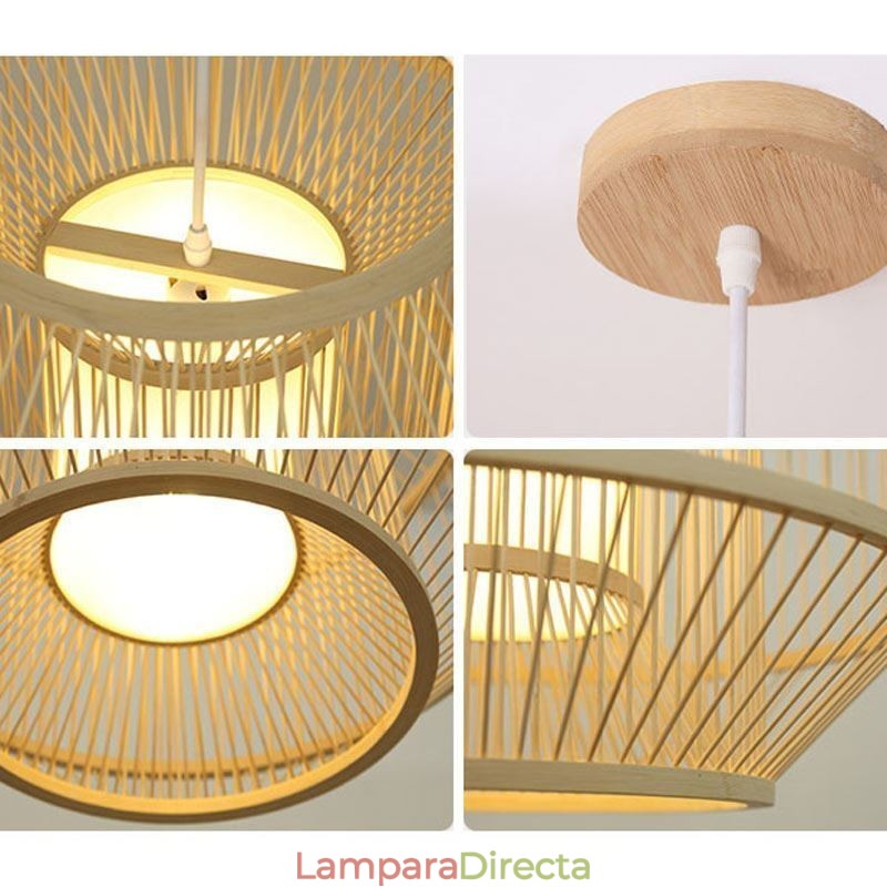 Lámpara colgante de bambú con forma de linterna, lámpara colgante japonesa creativa
