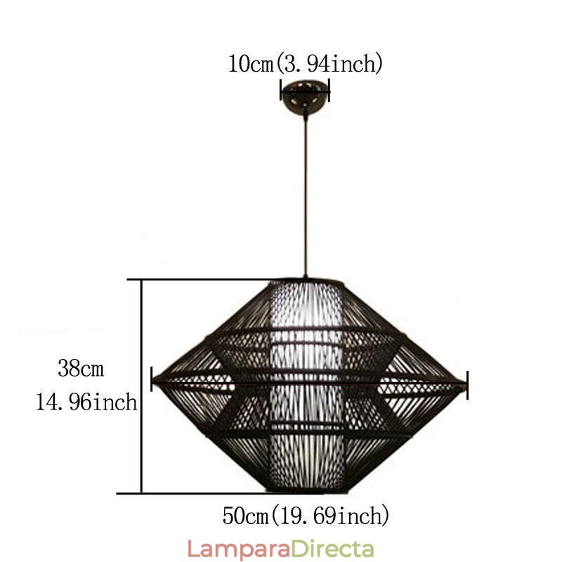 Lámpara colgante de bambú con diseño de giroscopio