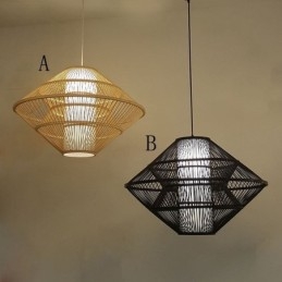 Lámpara colgante de bambú con diseño de giroscopio