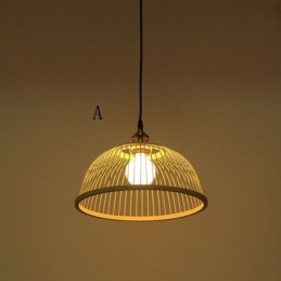 Lámpara colgante de bambú con forma de cúpula, tejida a mano