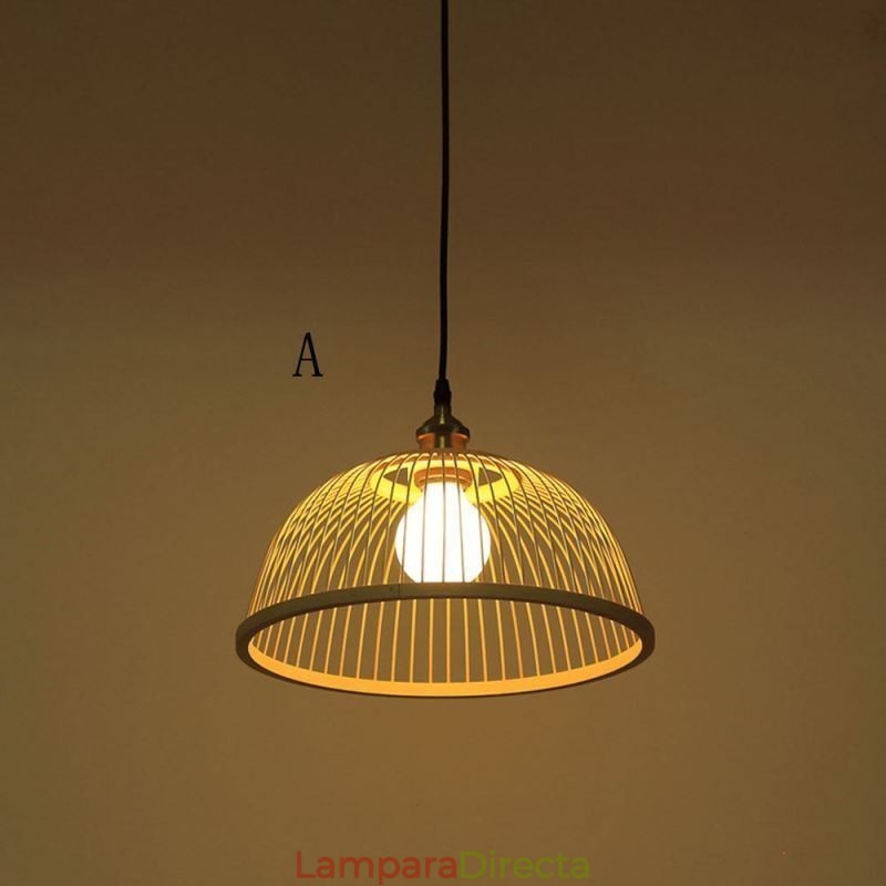 Lámpara colgante de bambú con forma de cúpula, tejida a mano