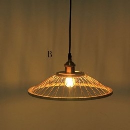 Lámpara colgante de bambú con forma de cúpula, tejida a mano