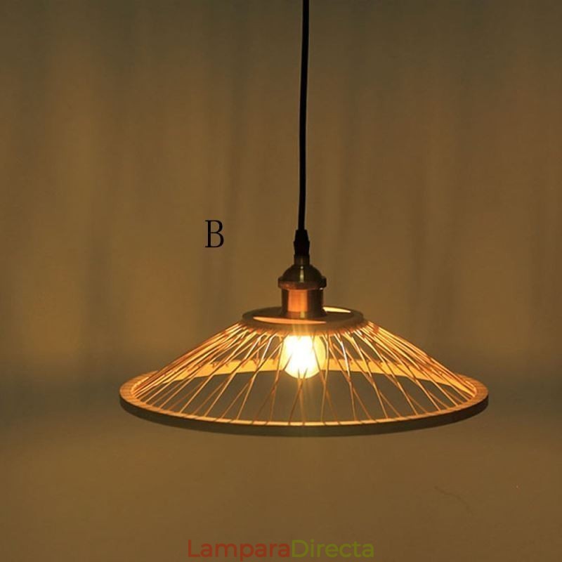 Lámpara colgante de bambú con forma de cúpula, tejida a mano