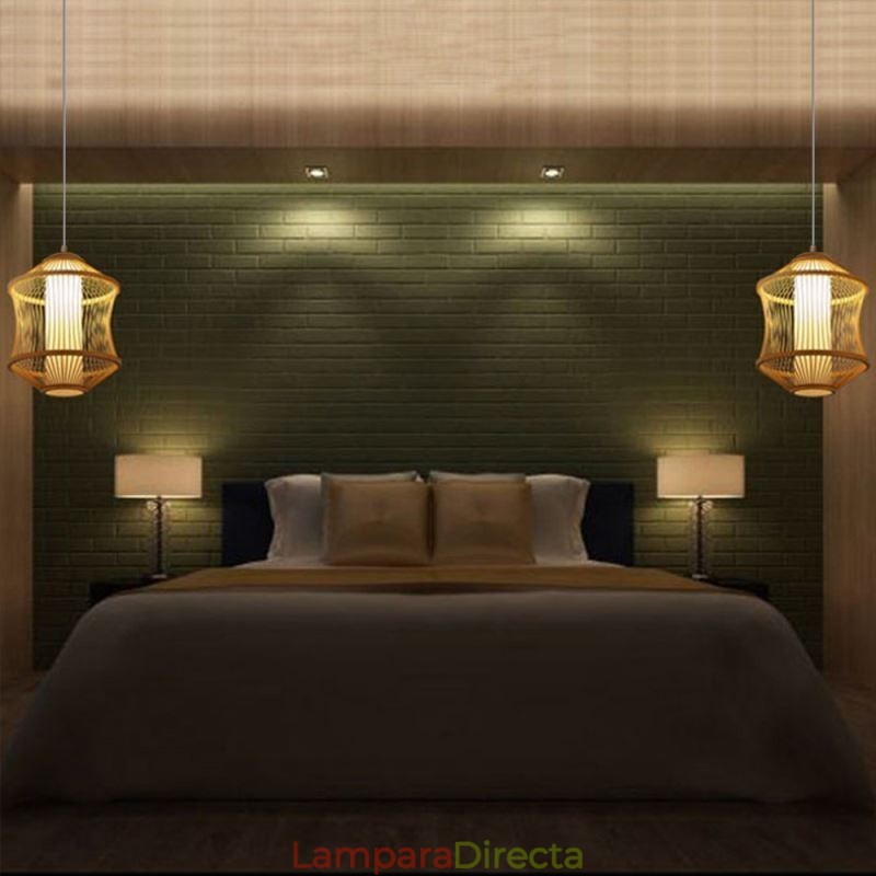 Lámpara colgante de jaula de bambú Visual Comfort