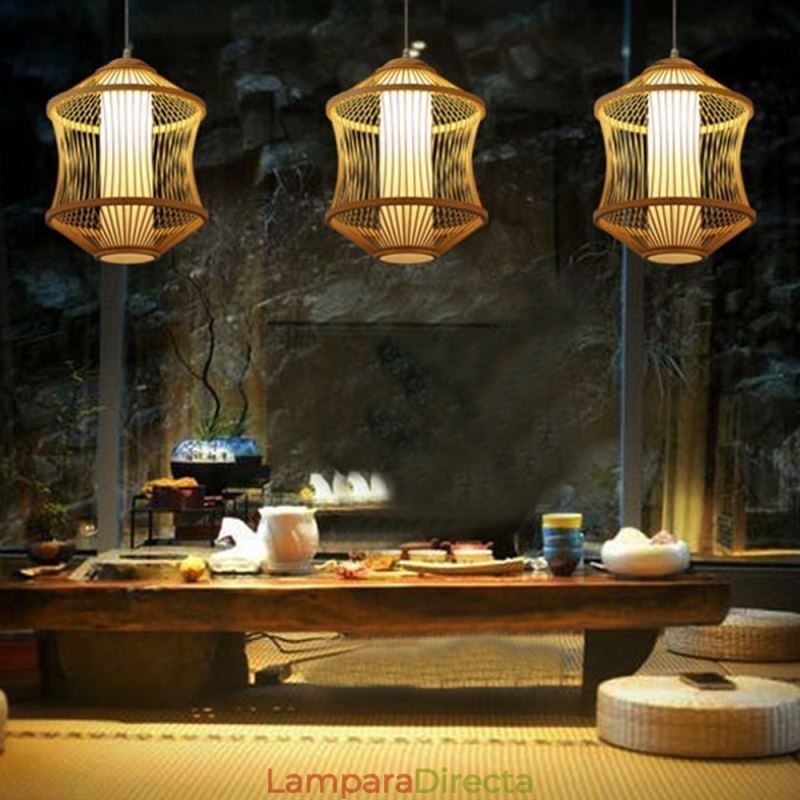Lámpara colgante de jaula de bambú Visual Comfort
