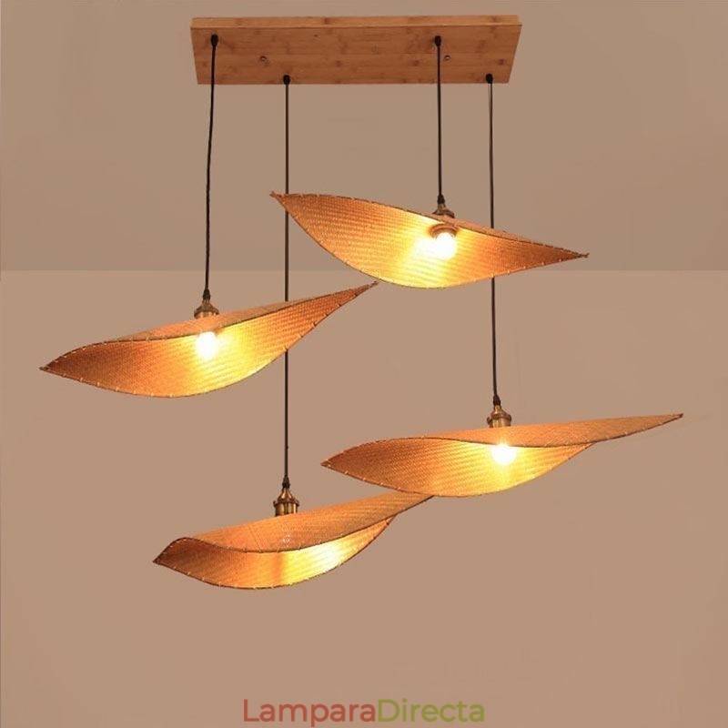 Lámpara colgante de hojas creativas, lámpara colgante de bambú contemporánea, iluminación para salón de té