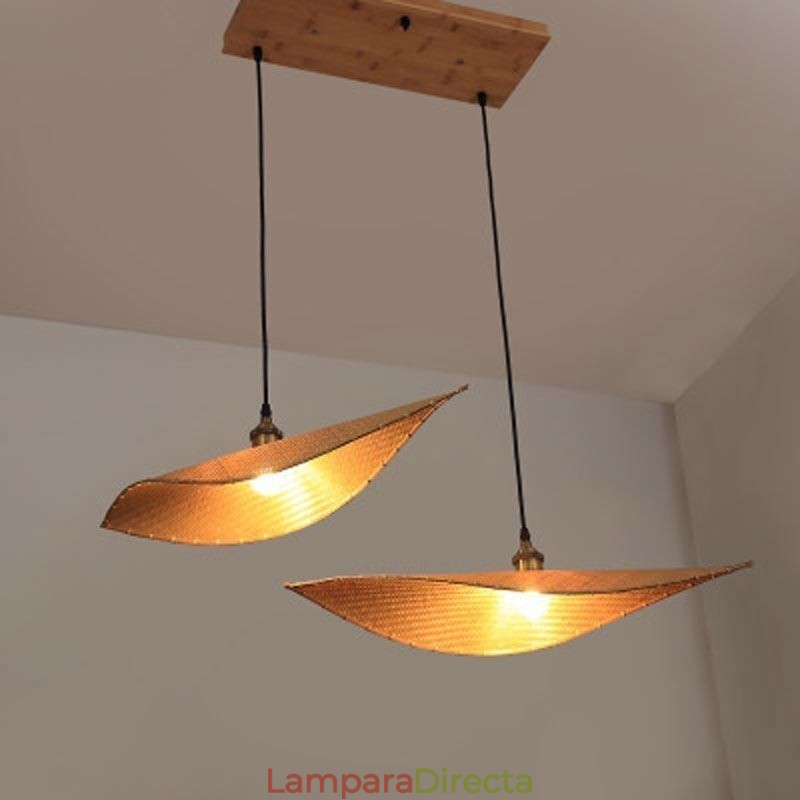 Lámpara colgante de hojas creativas, lámpara colgante de bambú contemporánea, iluminación para salón de té
