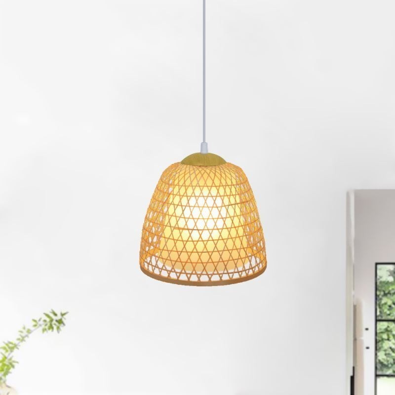 Lámpara colgante de bambú con forma de cúpula Visual Comfort