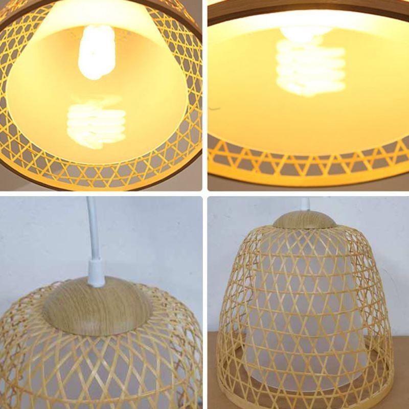 Lámpara colgante de bambú con forma de cúpula Visual Comfort