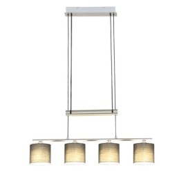 Lámpara colgante moderna de 4 luces con pantalla de tela y altura ajustable