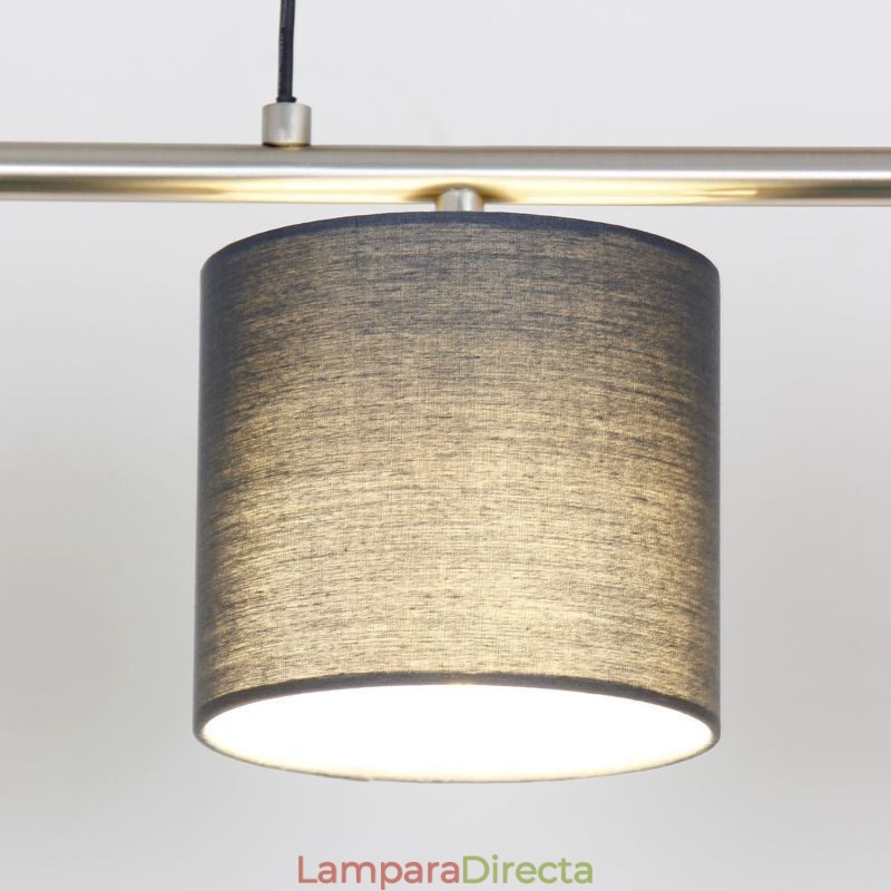Lámpara colgante moderna de 4 luces con pantalla de tela y altura ajustable
