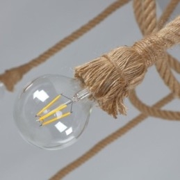 Lámpara colgante de cuerda de cáñamo de estilo retro de 6 y 10 cabezas, lámpara de techo vintage