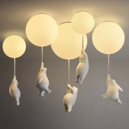 Lámpara de techo nórdica con forma de globo, lámpara colgante acrílica para niños.