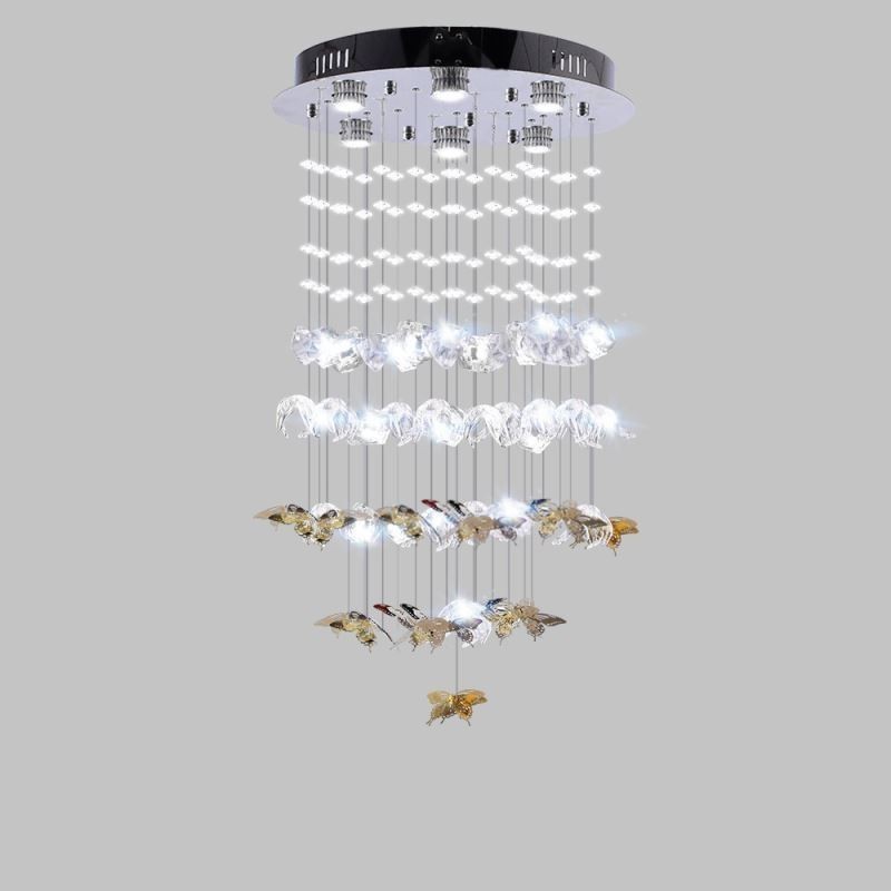 Lámpara colgante nórdica creativa de cristal con forma de mariposa
