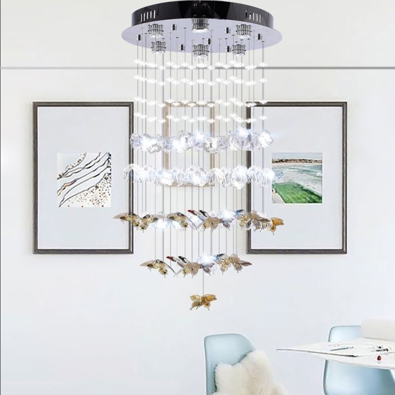 Lámpara colgante nórdica creativa de cristal con forma de mariposa