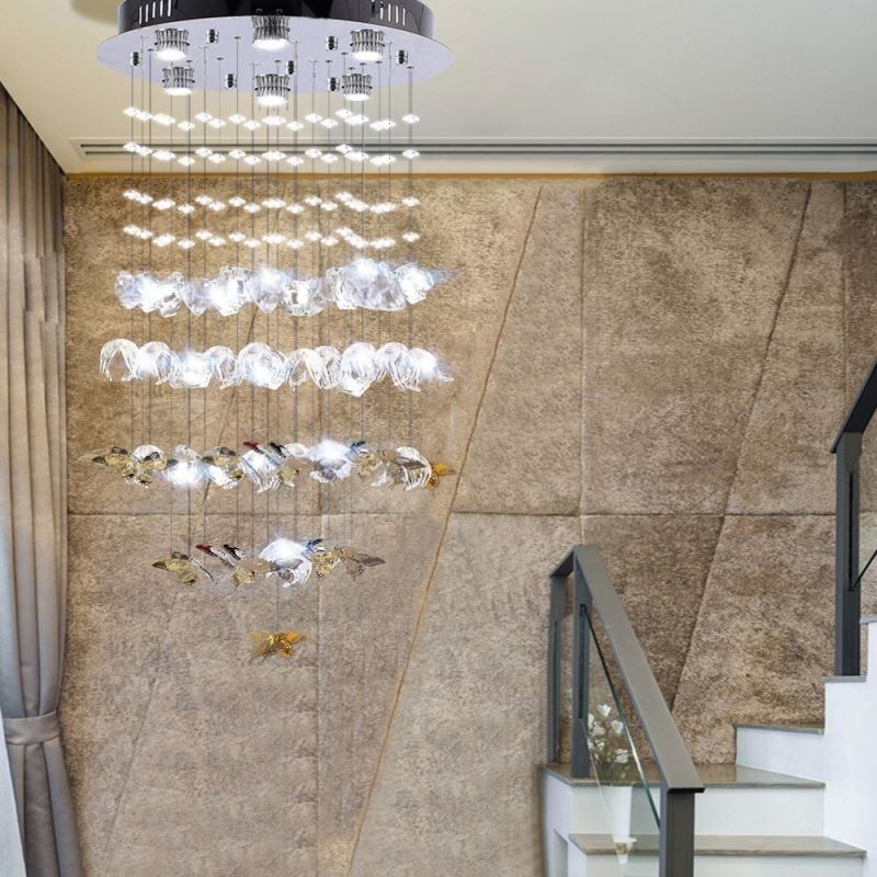 Lámpara colgante nórdica creativa de cristal con forma de mariposa