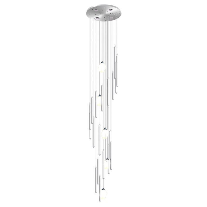 Lámpara colgante de racimo moderna de gran tamaño, lámpara colgante de cristal, escalera dúplex