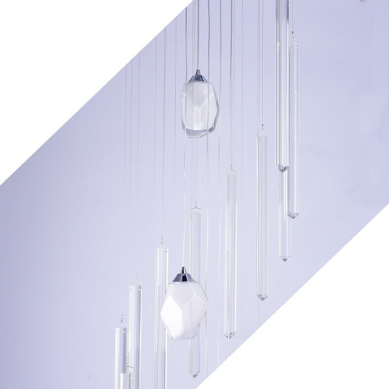 Lámpara colgante de racimo moderna de gran tamaño, lámpara colgante de cristal, escalera dúplex