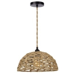 Lámpara colgante retro de estilo campestre con pantalla de cuerda de papel tejida a mano de 30 cm