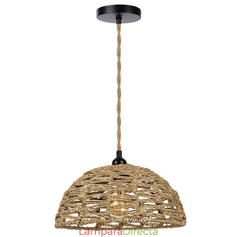 Lámpara colgante retro de estilo campestre con pantalla de cuerda de papel tejida a mano de 30 cm