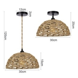 Lámpara colgante retro de estilo campestre con pantalla de cuerda de papel tejida a mano de 30 cm