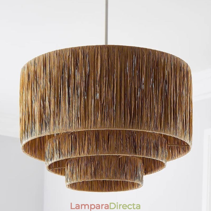 Lámpara colgante retro de estilo campestre con pantalla de cuerda de papel multicapa, lámpara de techo