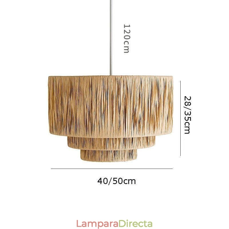 Lámpara colgante retro de estilo campestre con pantalla de cuerda de papel multicapa, lámpara de techo