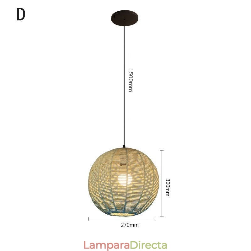 Lámpara colgante de cuerda de papel estilo rústico retro con degradado azul