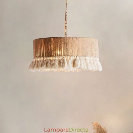 Lámpara colgante retro de estilo bohemio con borlas de cuerda de cáñamo Lámpara colgante retro de estilo bohemio con borlas de cuerda de cáñamo