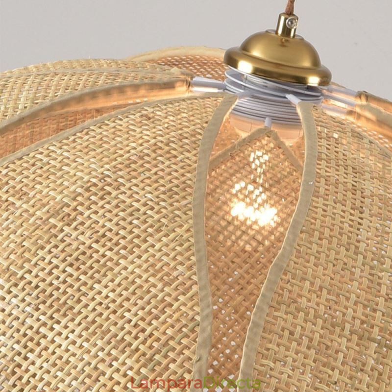Lámpara colgante de loto de ratán, lámpara de techo de arte retro de ratán para cafetería