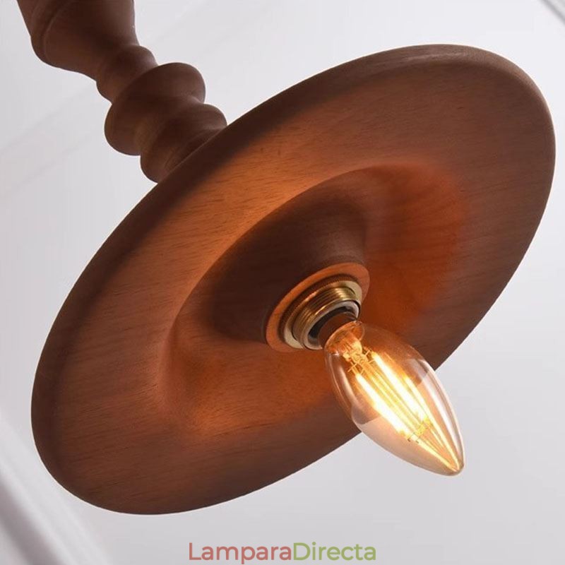 Lámpara colgante de madera de caucho Ins Lámpara colgante vintage