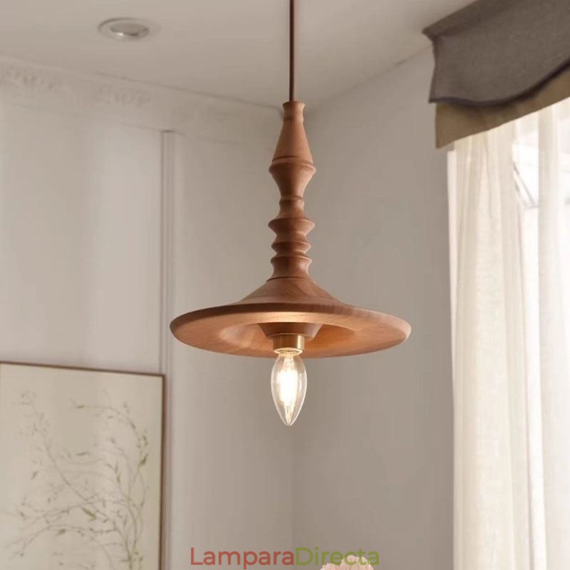 Lámpara colgante de madera de caucho Ins Lámpara colgante vintage