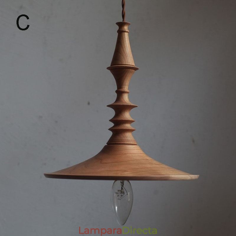 Lámpara colgante de madera de caucho Ins Lámpara colgante vintage