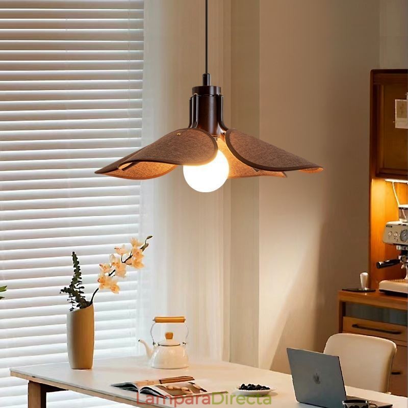 Lámpara colgante nórdica estilo Wabi Sabi con pantalla de tela, lámpara de techo decorativa
